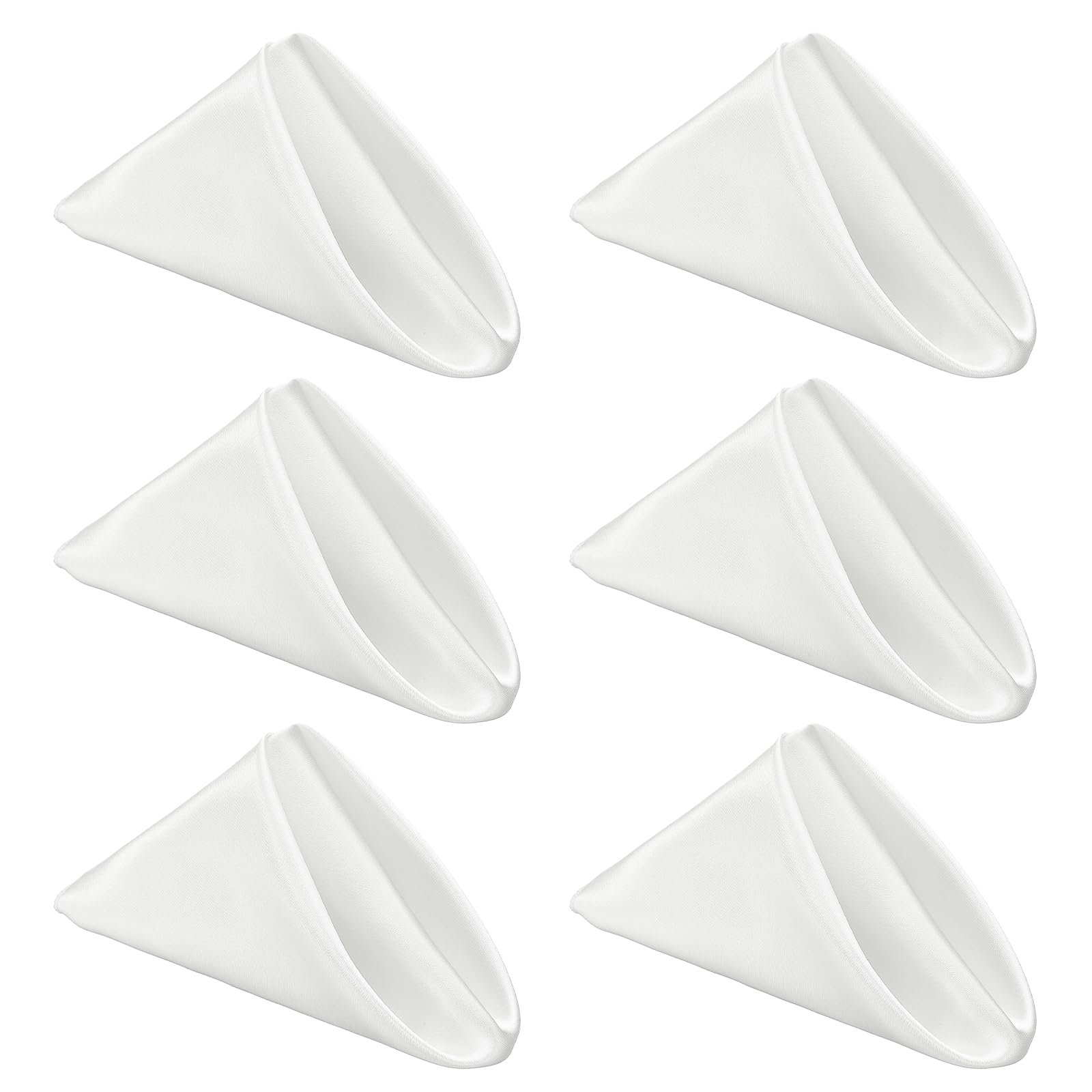 sourcing map 6 Pcs White Satin Napkins, 12x12 Inch Dinner Napkins Cloth Washable Polyester Soft Square Table Decoration for Restaurant Parties Wedding Dining Banquet Event