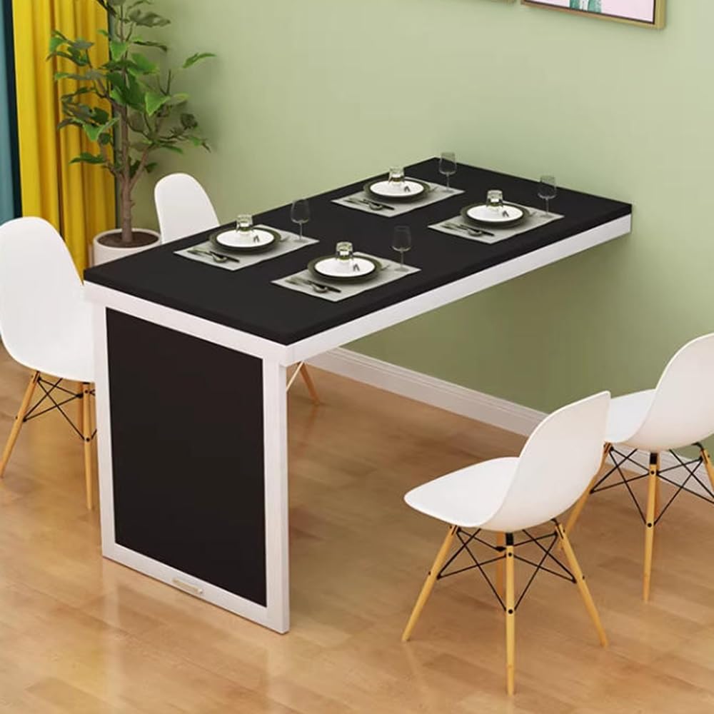 KLGFBDC Wall-Mounted Folding Table - Space-Saving Drop Leaf Workbench for Small Spaces 39.4x19.7in Black Foldable Bar Table Ideal for Writing and Crafting