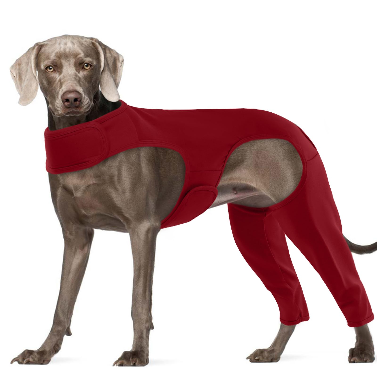 Hjyokuso Recovery Suit for Dogs, Surgery Leg Protection, Lick Sleeve for Rear Leg, Elbow Protector, Prevents Licking and Biting, Avoids Wound Infection Wine-Red XXL