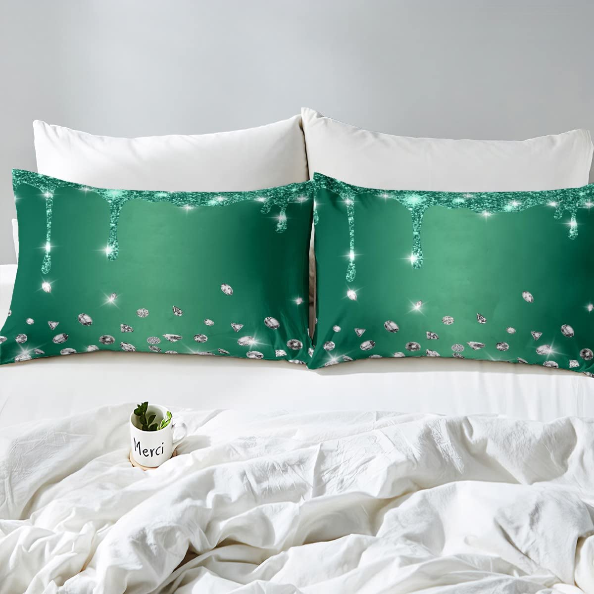 Juego de sábanas de diamantes con purpurina para niños y niñas, sábana bajera ajustable brillante para niños, mujeres y hombres, textura de lujo suave, colorido y moderno, juego de ropa de cama para