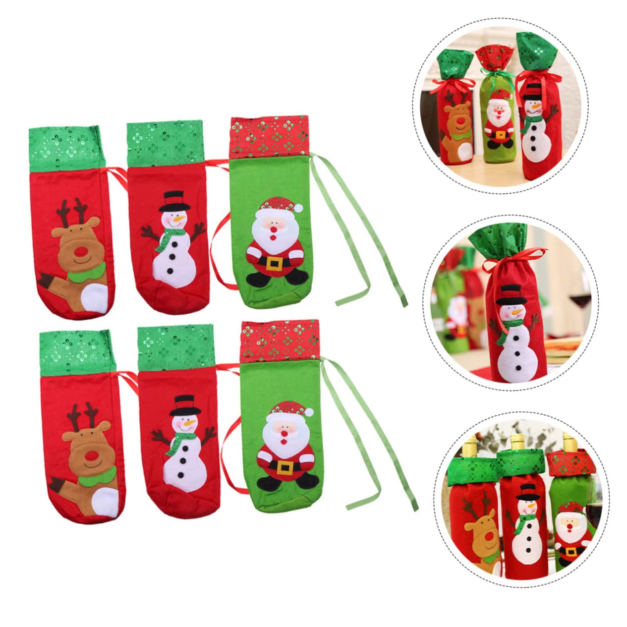 TOPBATHY 18 Pcs De Bouteille De Vin De Noël Housse De Bouteille De Vin à Cordon De De Noël Sacs à Cordon à Couvre-s Créatifs Sacs à à Plastique
