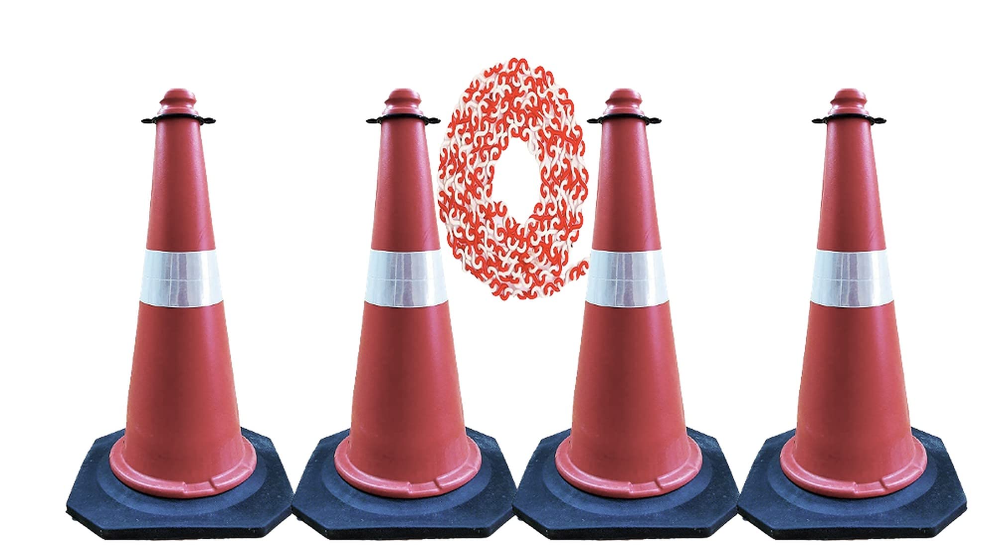 DARIT [PACK OF 4] 28 inches Road Safety Traffic Cones Set Of 4 Traffic Cones with Heavy Rubber Base Reflective tapes Collar 4 Meter Chain 4 Hooks Road Parking Blocks Plastic Chain Barriers (B0B24LFLY7) Amazon Price History, Amazon Price Tracker