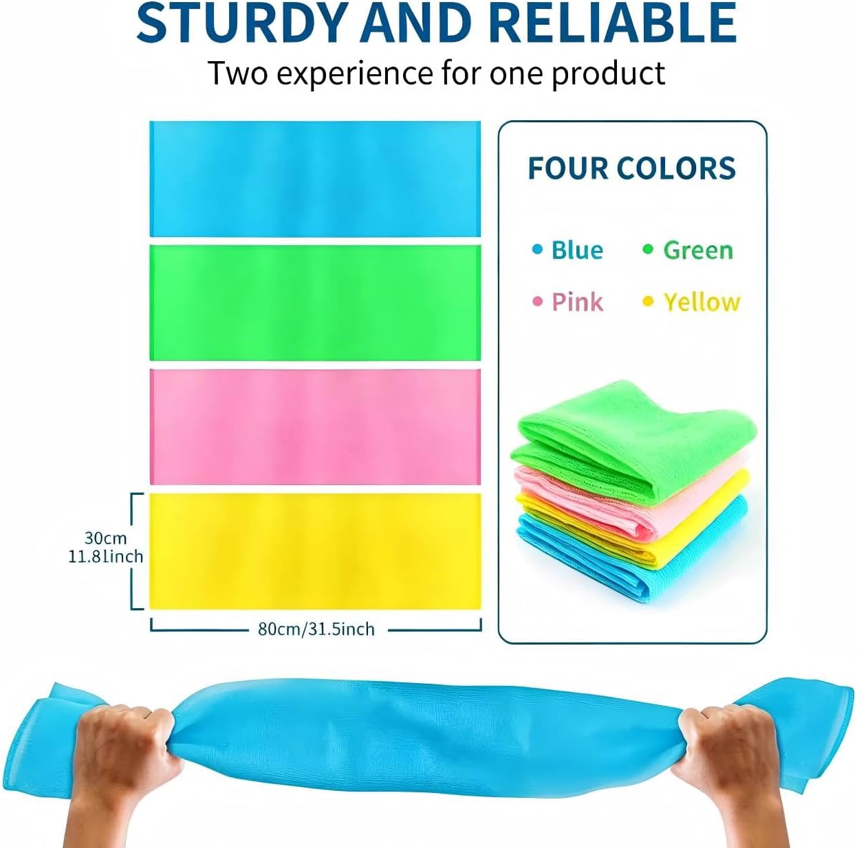 4 Pack Exfoliating Washcloths Body Scrubber Back Scrubber for Shower - Japanese Korean Style Body Scrubber Back Scrubber, Luffah Towel Net Sponge Loofah, Deep Clean Dead Skin for Smooth Skin