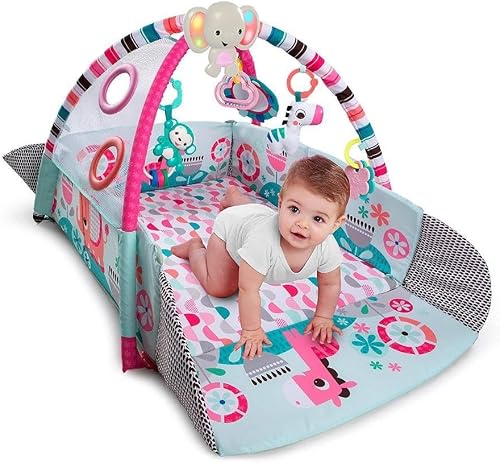 5-in-1 Your Way Ball Play Activity Gym, Pretty in Pink, with 30 Balls, 12 Toys, Ages 0+ Months
