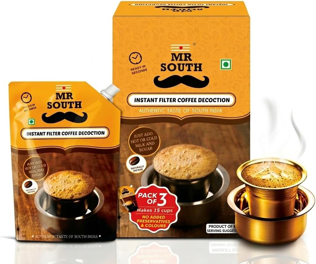 Mr South Filter Coffee Liquid Decoction - Pack Of 3 (100Ml Each) | 70% Coffee & 30% Chicory | Strong And Aromatic Filter Coffee | Arabica & Robusta Beans | Authentic South Indian Flavour
