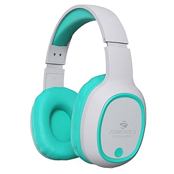ZEBRONICS Zeb-Thunder Wireless BT Headphone Comes with 40mm Drivers, AUX Connectivity, Built in FM, Call Function, 9Hrs* Playback time and Supports Micro SD Card(Sea Green)