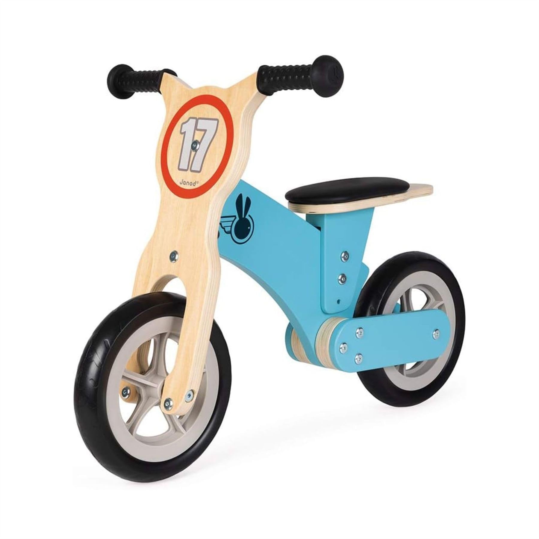 Janod - Bikloon ‘Little Racer’ - Laufrad aus Holz - Lernlaufrad - Motorik und Gleichgewichtssinn Entwickeln - Kinder Holzspielzeug - FSC-Zertifiziert - Ab 2 Jahren, J03285