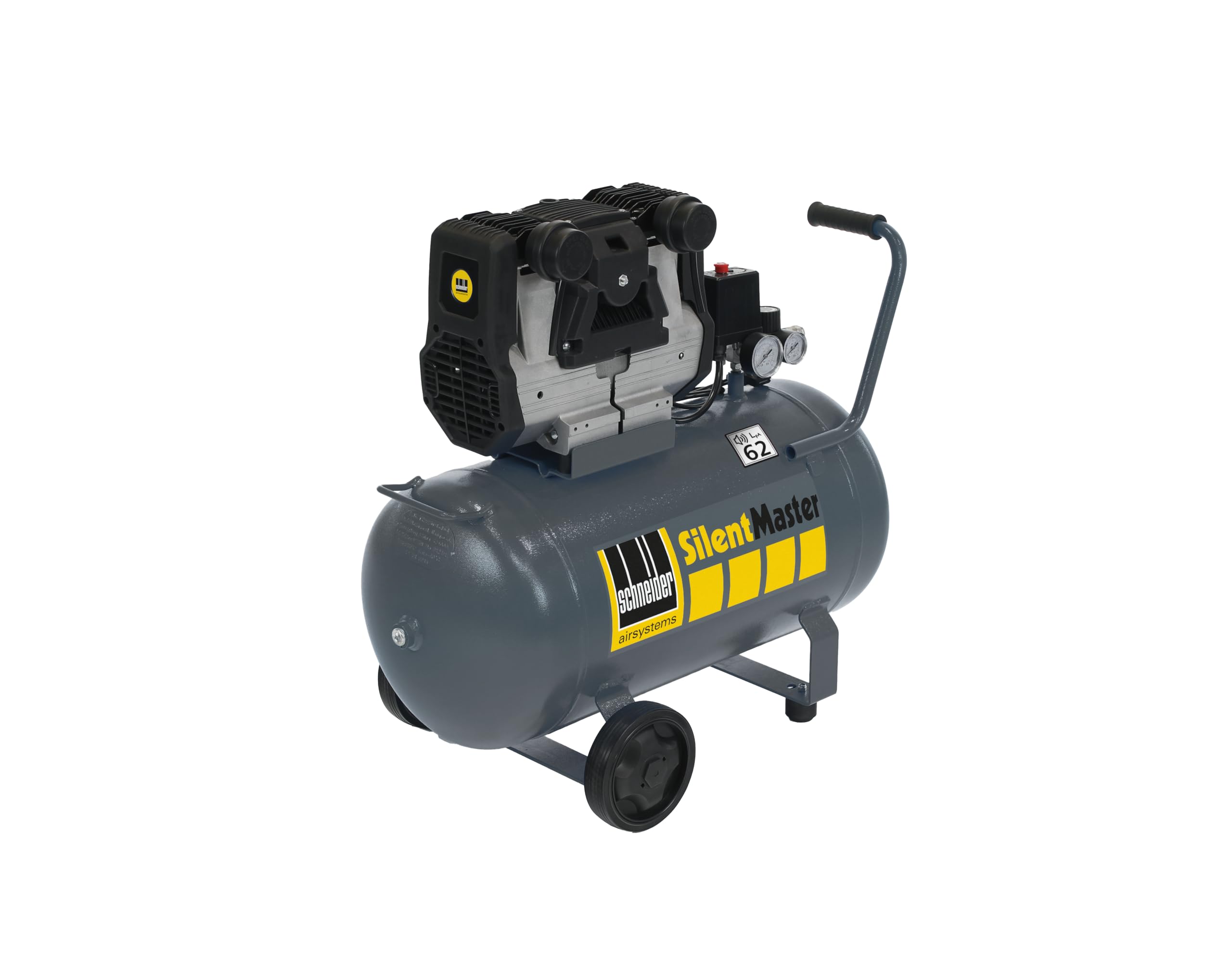 SCHNEIDER SILENTMASTER Luftkompressor 50 Liter Ölfrei Maximaler Druck 9 Bar Leistung: 2 PS Geräuschpegel: 62 dB LwA