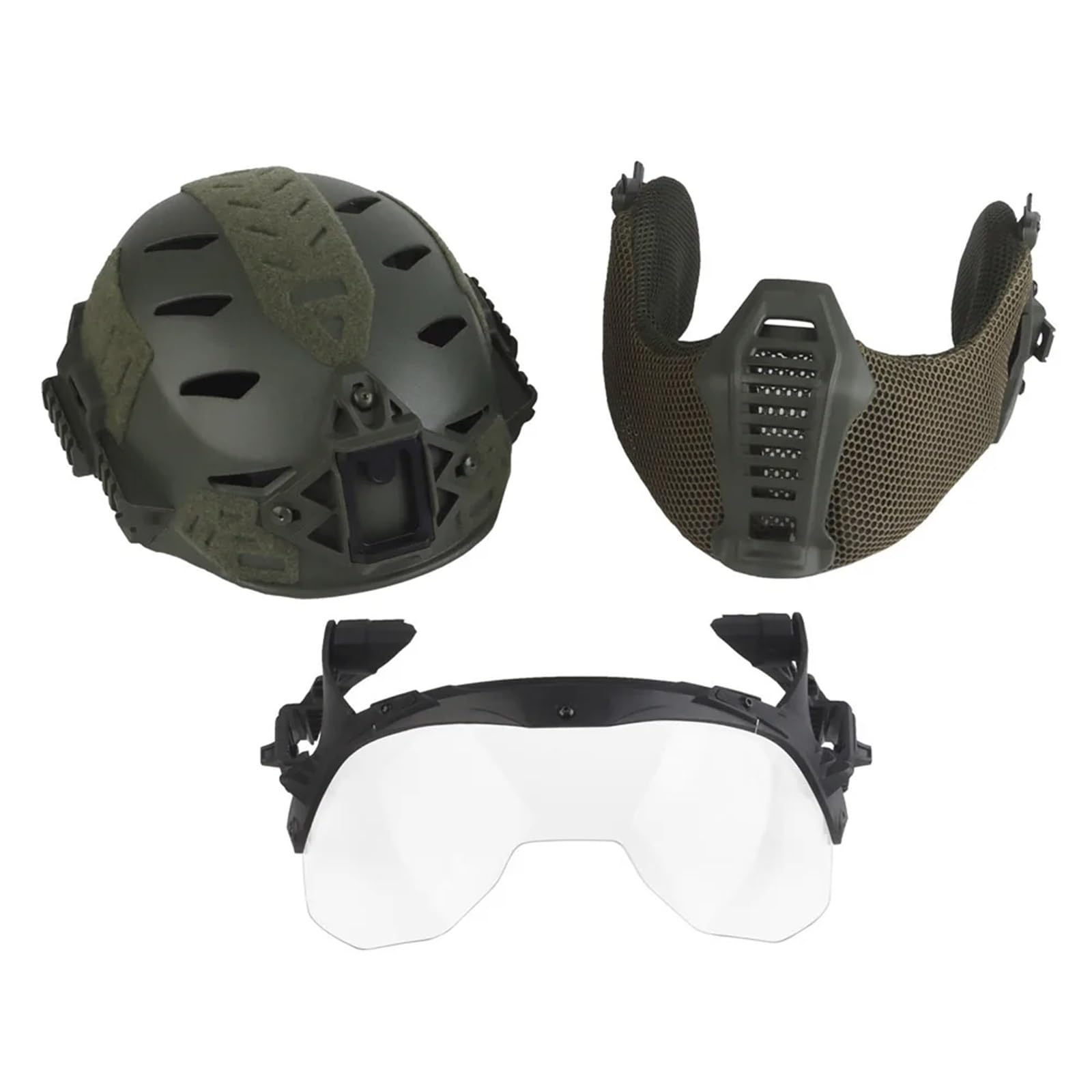 Set Completo Di Protezione Per Casco Tactical 3.0 Wendy - Occhiali Flip, Paraorecchie, Paradenti Per Attrezzatura Allenamento Per Paintball, Softair E Altro