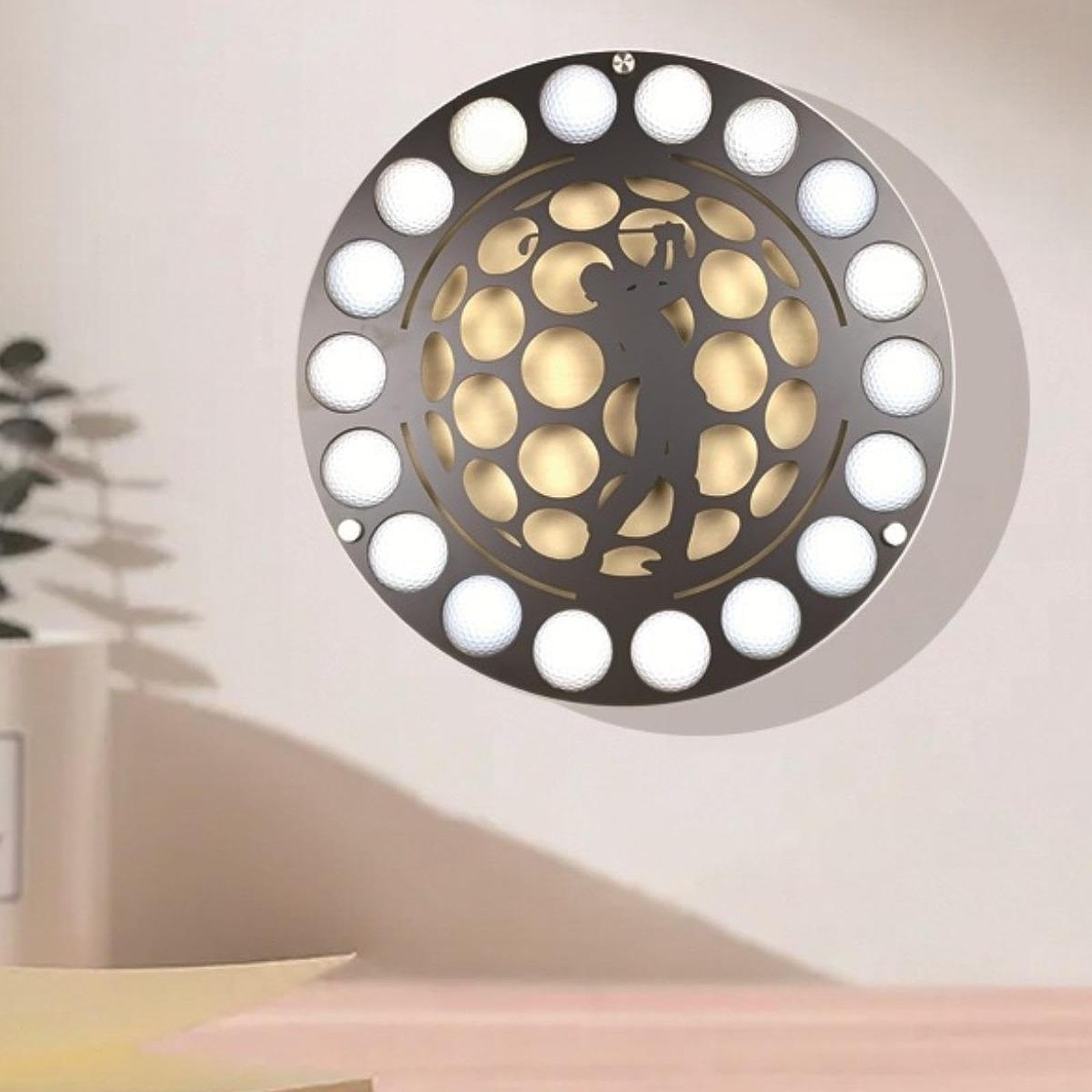 Amagogo Espositore Circolare per Palline da Golf, Porta Palline da Golf, Creativo, Decorazione da Parete Rotonda con Silhouette in Metallo, espositore da, Style a
