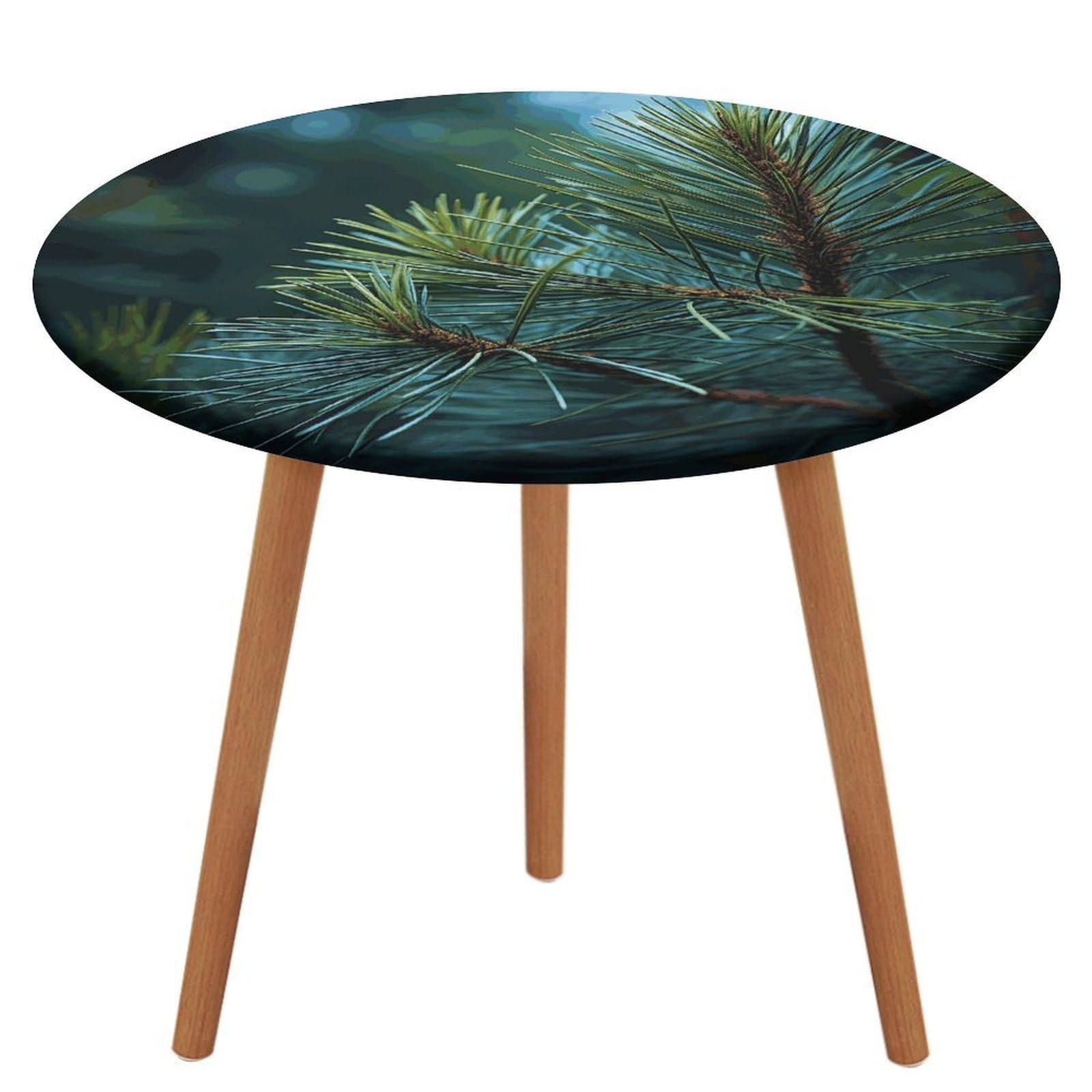 Nappe ronde en spandex idéale pour pique-nique et camping avec son imprimé pin vert 170 cm