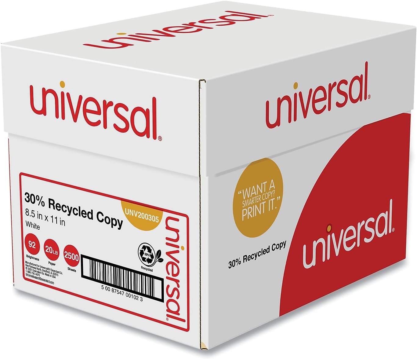 Amazon.com : Universal 30% Recycled Copy Paper, 92 Bright, 20 lb., 8.5 ...