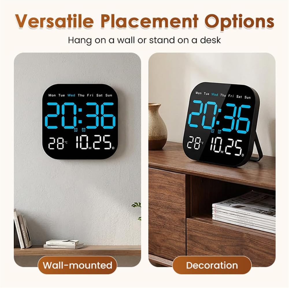 Multifunctional Digital Alarm Clock for Home/Office,LED Large Display Smart
