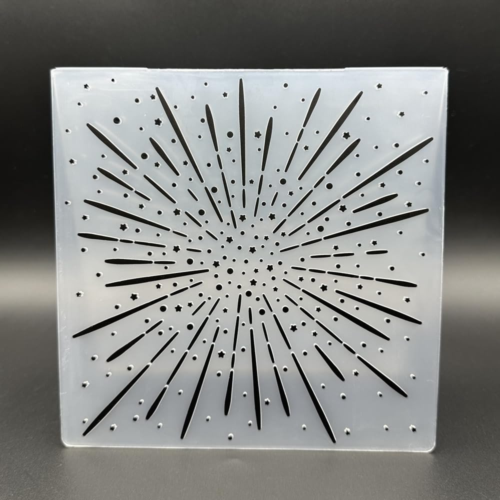 3D Plastic Embossing Folder Template Star Fireworks Texture 5.91x5.91 Inch for Card Making DIY Scrapbooking Paper Crafting Handmade Crafts Scrapbooking Arts Supplies Scrapbook Decor