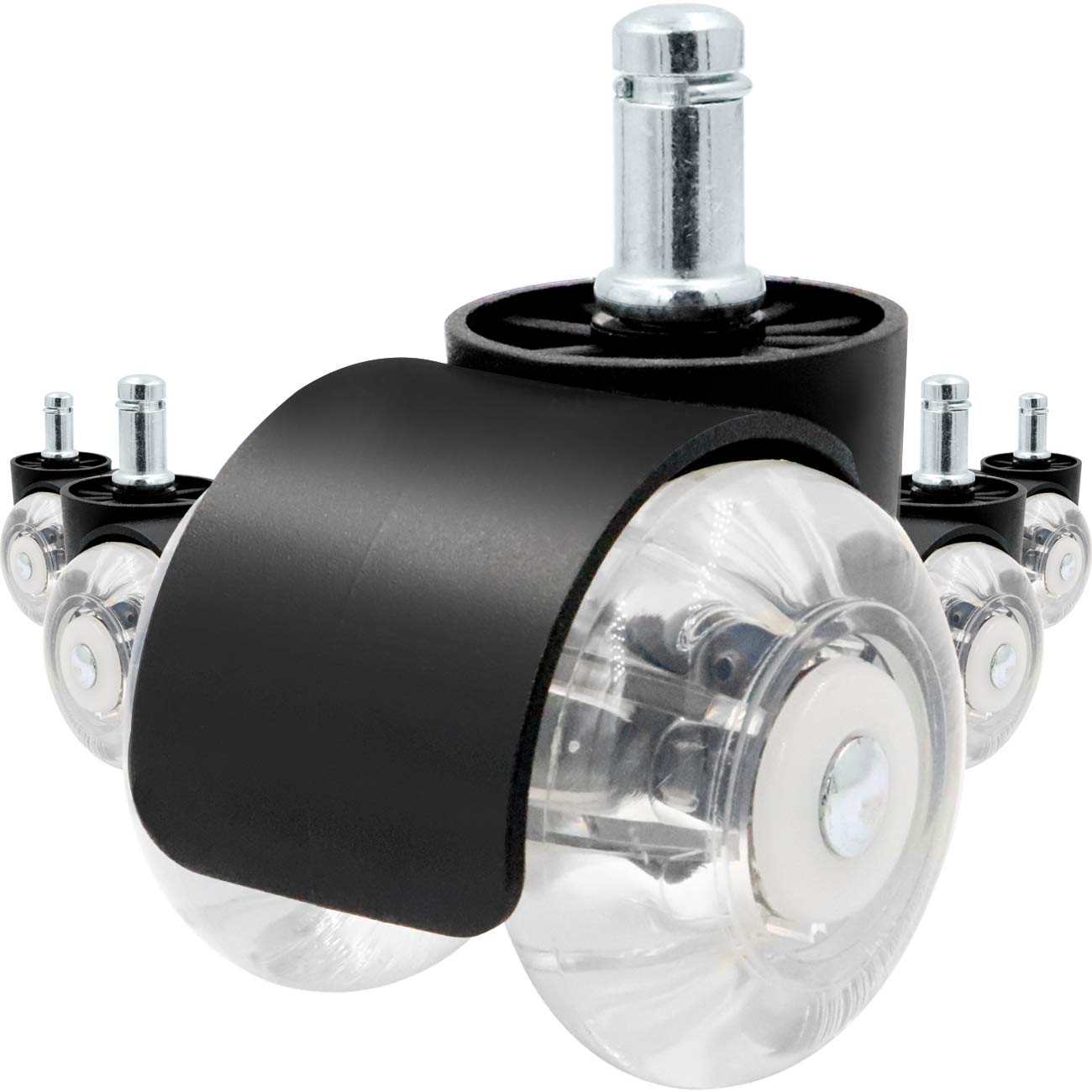 Office Chair Caster Wheels,Set of 5, 2 in Double casters, Twin Ball