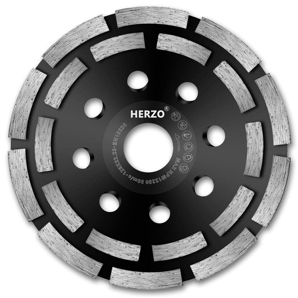 HERZO Muela de Copa Diamante 125 mm. Muela Diamante para Ladrillo，Hormigón, Piedra Natural