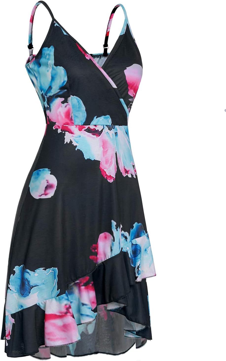 ULTRANICE Womens Summer Dresses Floral V Neck Ruffled Hem Spaghetti Spring Casual Beach Outfits Flowy Wrap Sun Dress - Image 5