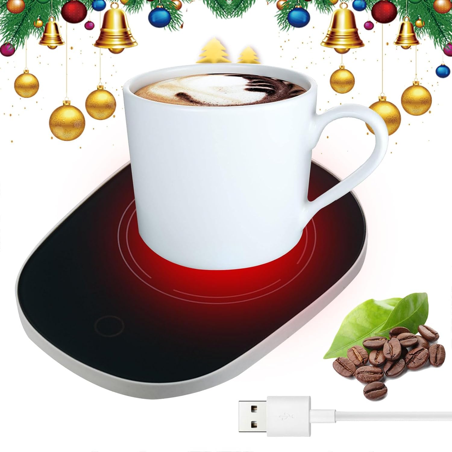 Scaldatazze,Scalda Bevande,Scalda Tazza,Scalda Tazza USB,Temperatura costante 55°C,Latte,Tè, Acqua,Regalo di Natale,Ldeale per la Stagione Invernale,Nero