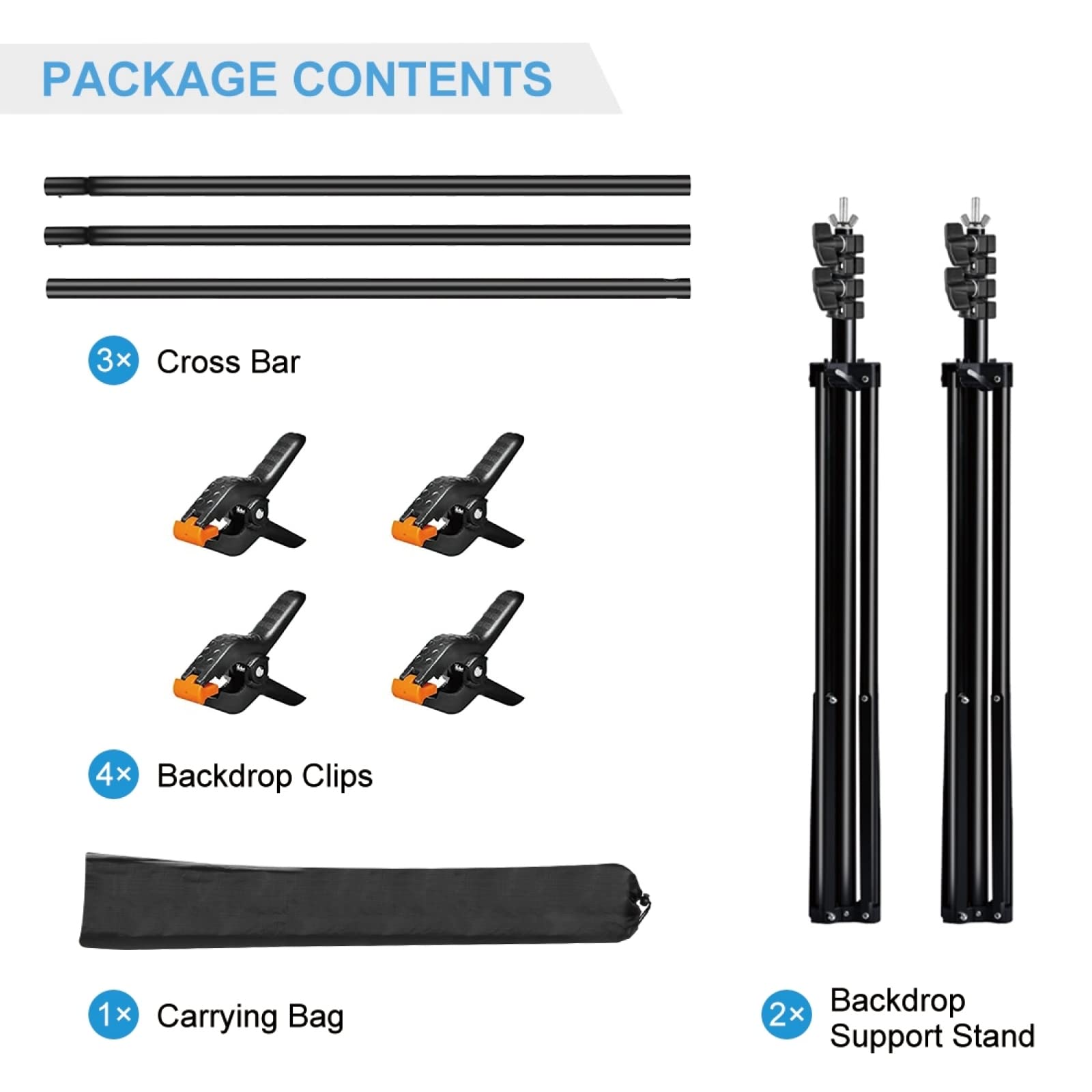 PULUZ Kit di supporto per fondale, 2 x 2 m, regolabile, verde, solo con borsa per il trasporto + 4 clip per studio fotografico, feste, matrimoni ed eventi
