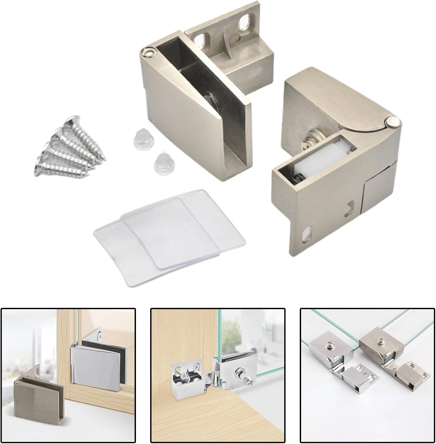 ECOMISTIQ® Glass Door Hinge Cabinet Hinges Heavy Duty with Screws Wardrobe Cupboard Light Gold|Hinges|Cabinet Hardware|Hardware|Home Improvement