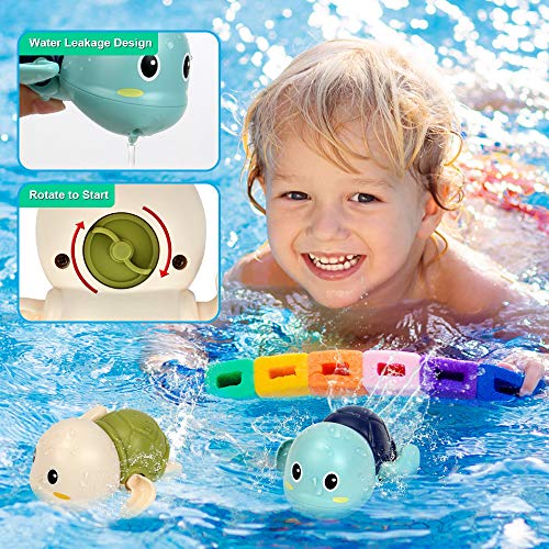 Bath Toys Fish Set, Fishing Game W/ Swimming Tortoise, Fishing Pole & Net, Fish Game Bathtub Water Table Shower Pool Bathroom Toy For Toddlers Baby Kids Infants Boys Girls #TOP2