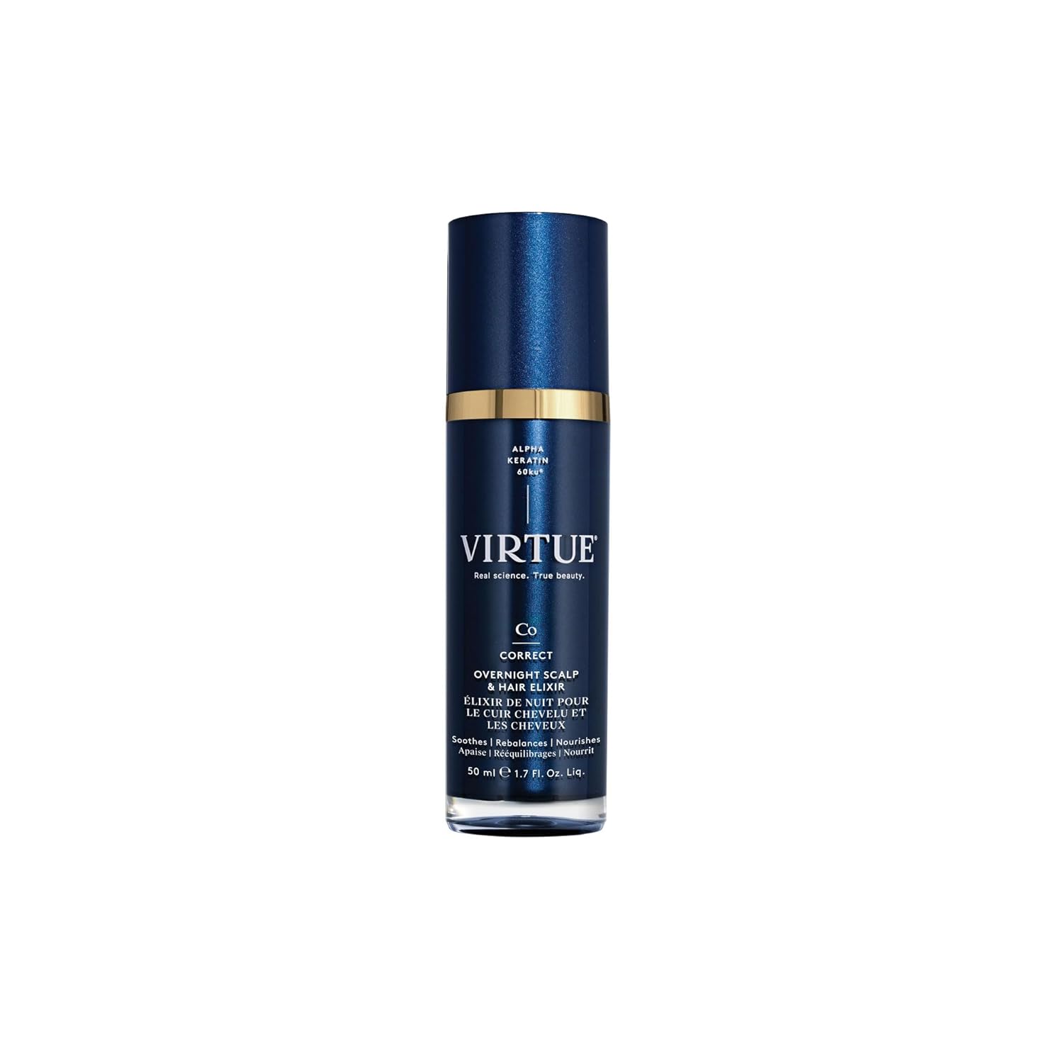 VIRTUE Correct Overnight Scalp and Hair Elixir, Drug-Free, Dermatologist Tested, Safe for All Hair Types 1.7 Fl Oz