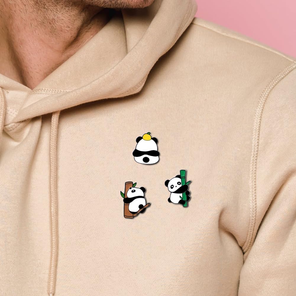 Baby Panda Themed Brooch Pin Set for Kids Girl Boy,8 Pcs Cute Panda With Bamboo Hobbyhorse Enamel Brooches Lapel Pins Jewelry Accessories for Collar Dress Scarf Decoration Gift Chinese Souvenir