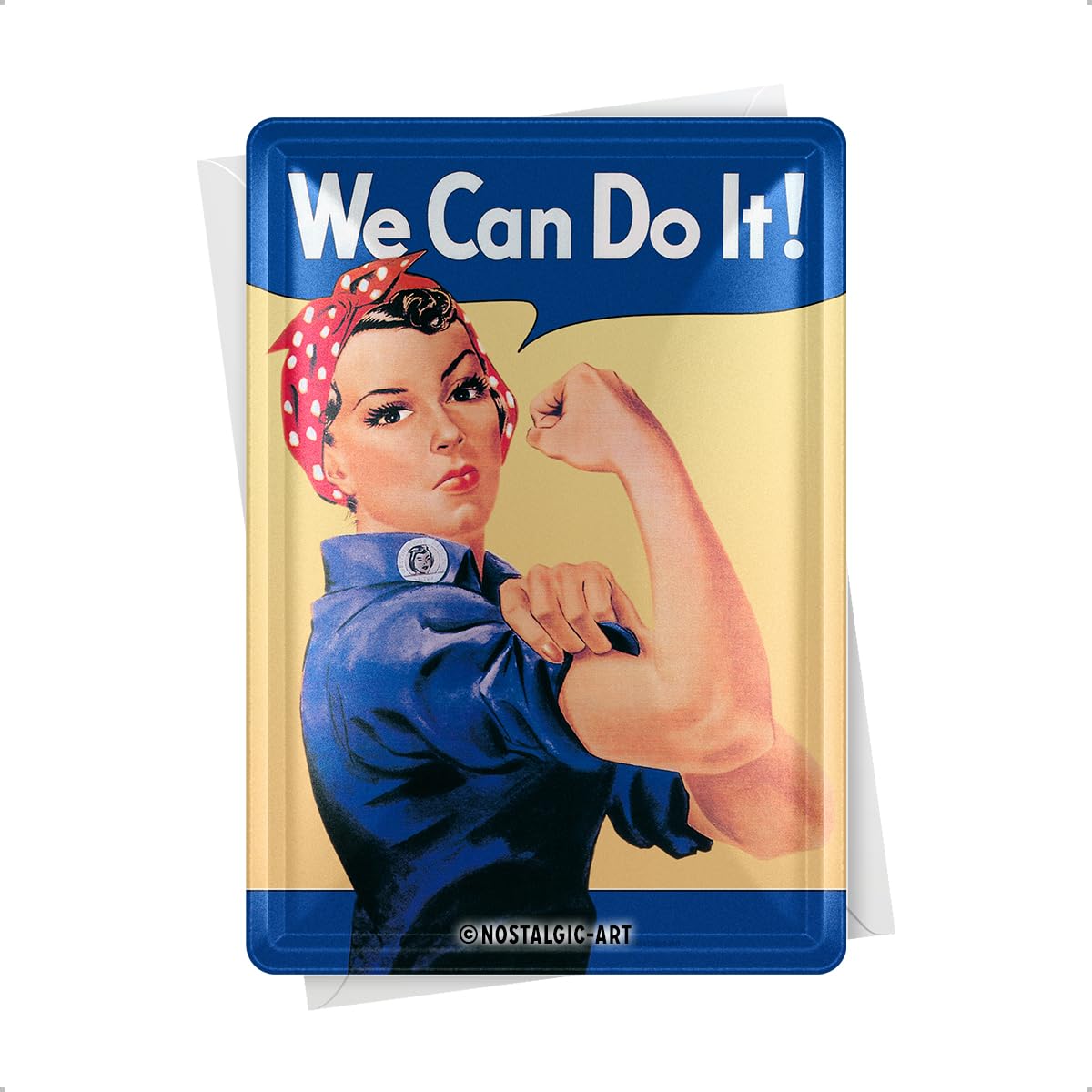 Nostalgic-Art Retro Tin Postcard, We Can Do It - Gift Idea for Diner Fans Tin Postcard Mini Tin Sign Vintage Design 10x14cm