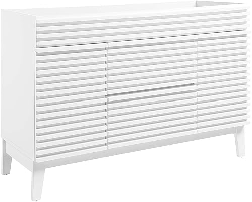 Vista 19 de Modway Render - Mueble de baño de estilo moderno de mediados de siglo con lavabo, color blanco y negro