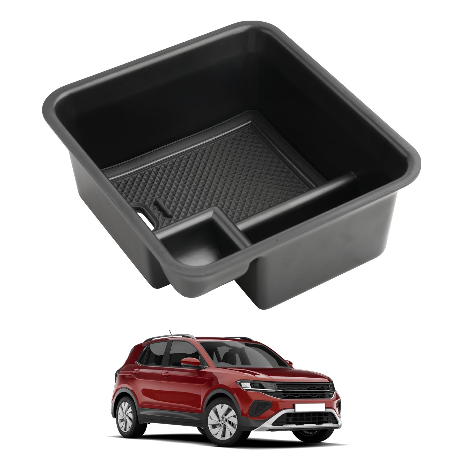 ASZSK Kompatibel mit VW T-Cross 2019-2026 Zubehör, Mittelkonsole Aufbewahrungsbox, Mittelarmlehne Handschuhfach,V-W T-Cross Zubehör Armlehne Organizer Tray