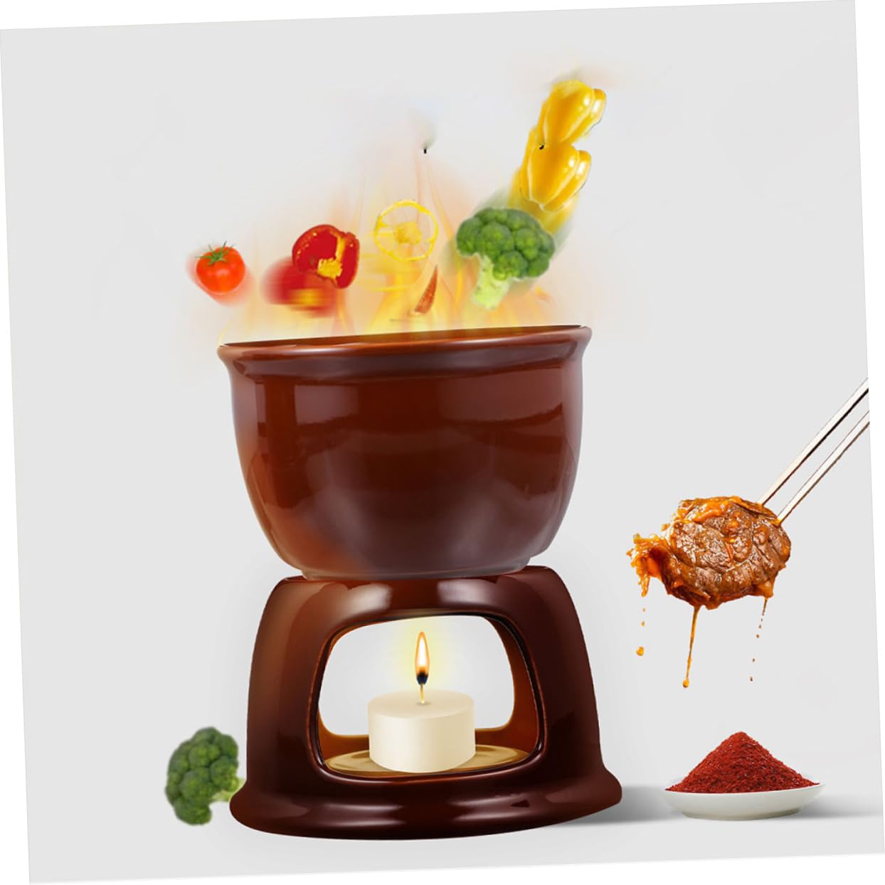 2piezas Horno de Calentamiento de Cerámica Olla para Fondue de Queso Taza de Cerámica para Derretir Chocolate Uso Fiestas y Eventos