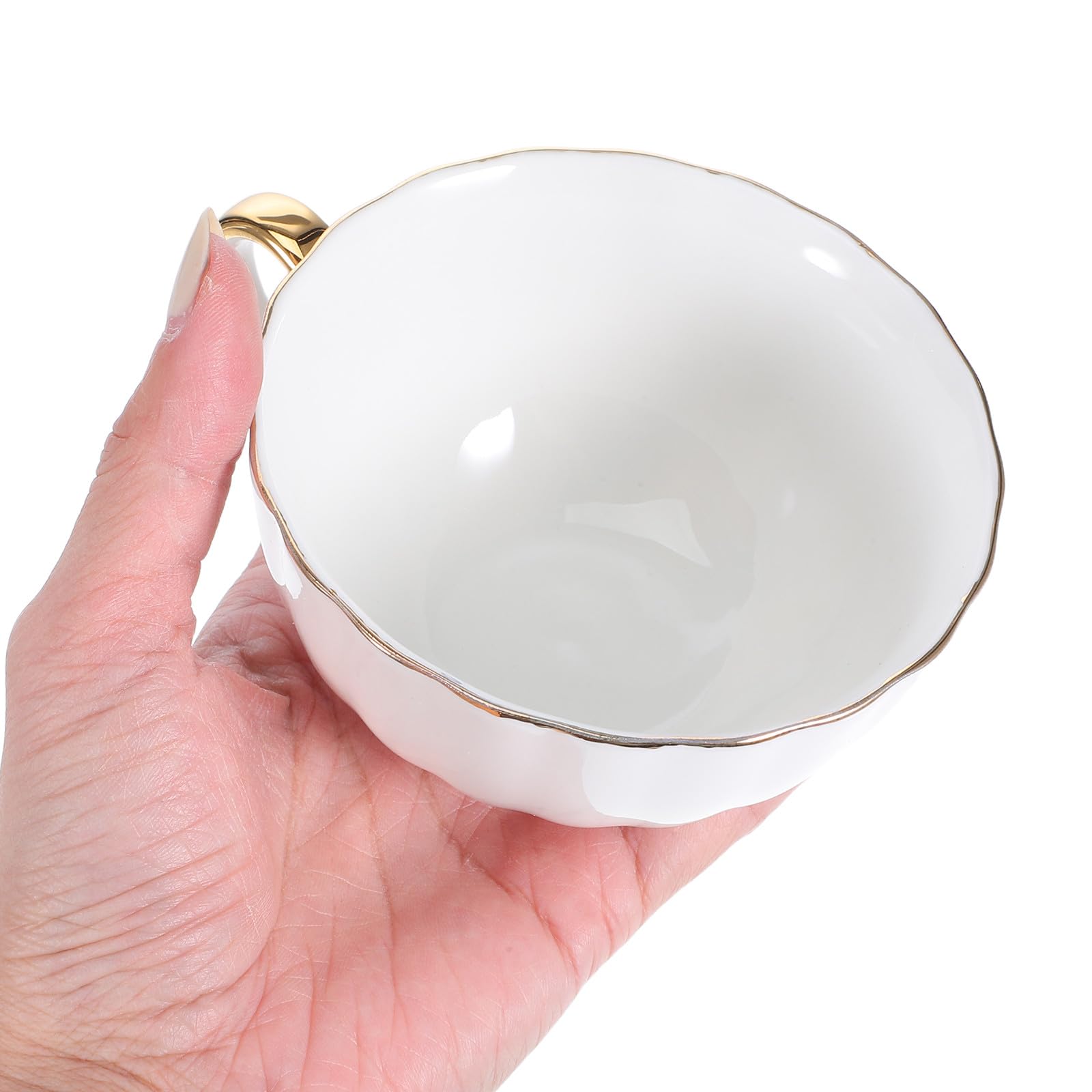 Set Tazze Da Caffè in Porcellana Ossea Bianca Con Piattino Per Espresso Cappuccino Tè Casa Bar Ristorante