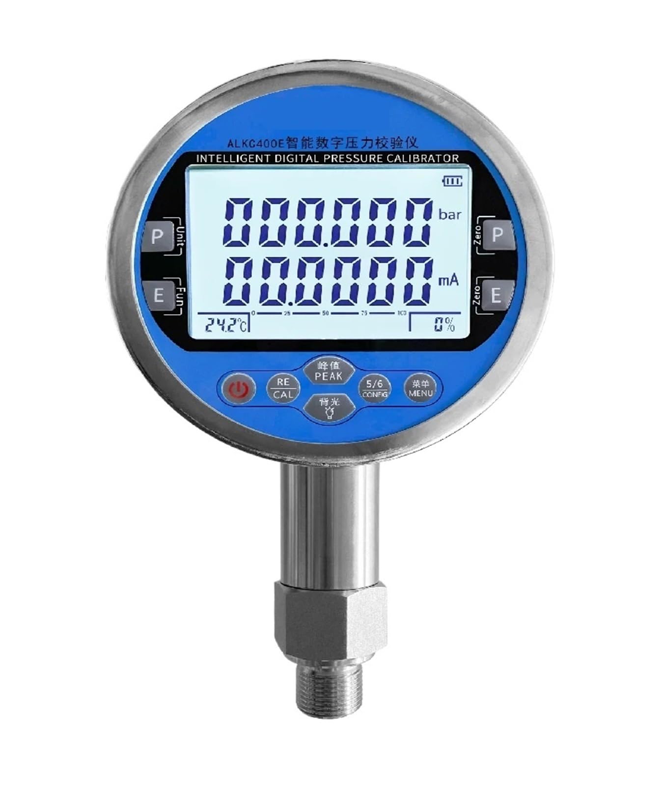 Manómetro Digital Manómetro Digital ALKC400E de 6 dígitos, presión manométrica de Seis dígitos, 0,02% FS Medidor de presión Digital(-1-0 Bar)