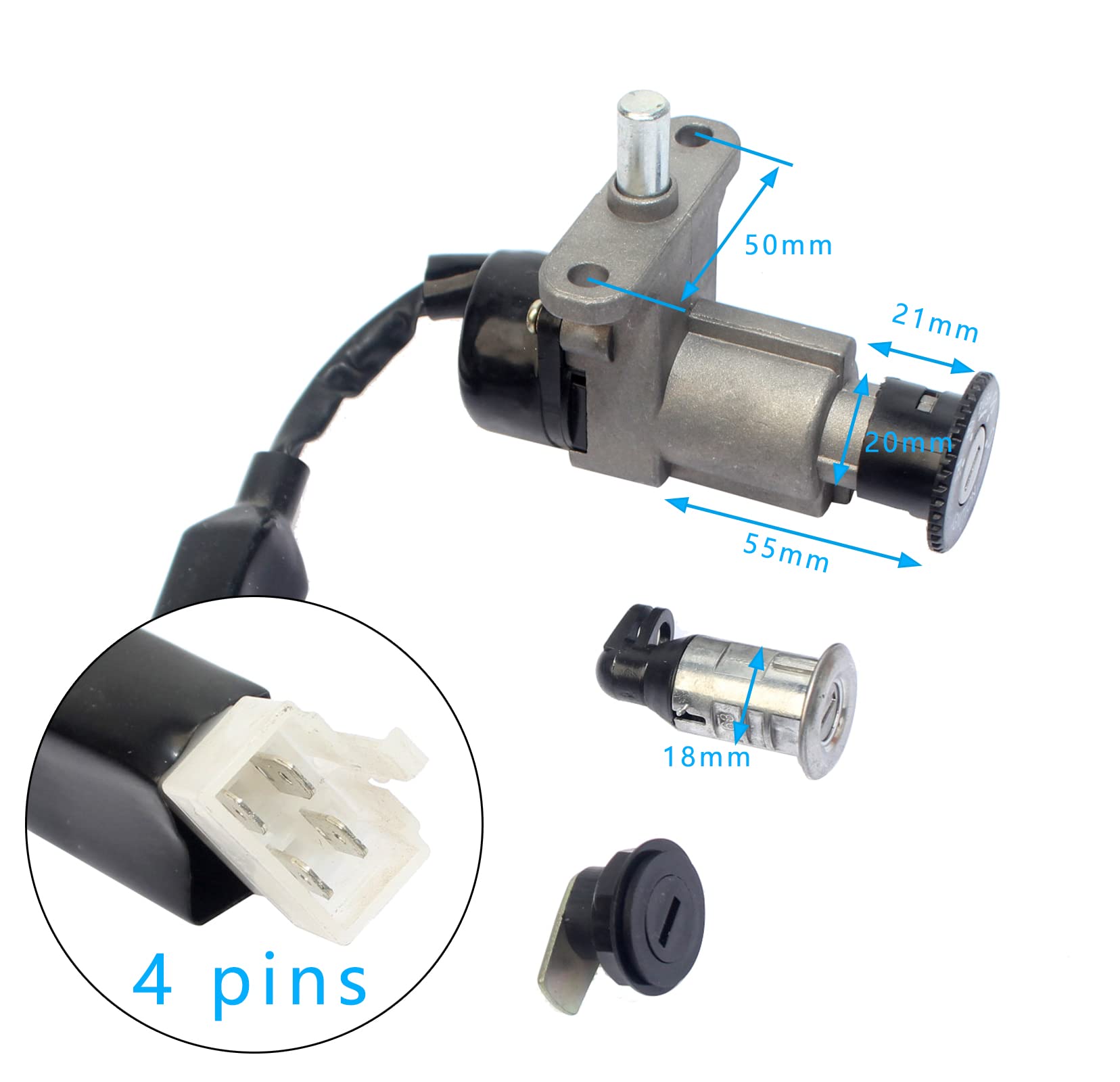 XuanGui OU ブラウンスイッチ 3ピンキーボード６０個 Amazon.com: Ignition Switch, 4 Wire Fuel Fuel Ignition