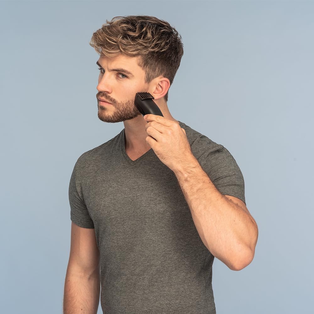 Remington Tondeuse à barbe [17 réglages 0,4-18 mm] Style Series B5 (lames titane auto-affûtées amovibles, portable, avec/sans fil, molette de réglage, 60 min d'autonomie, pochette de voyage) MB5000