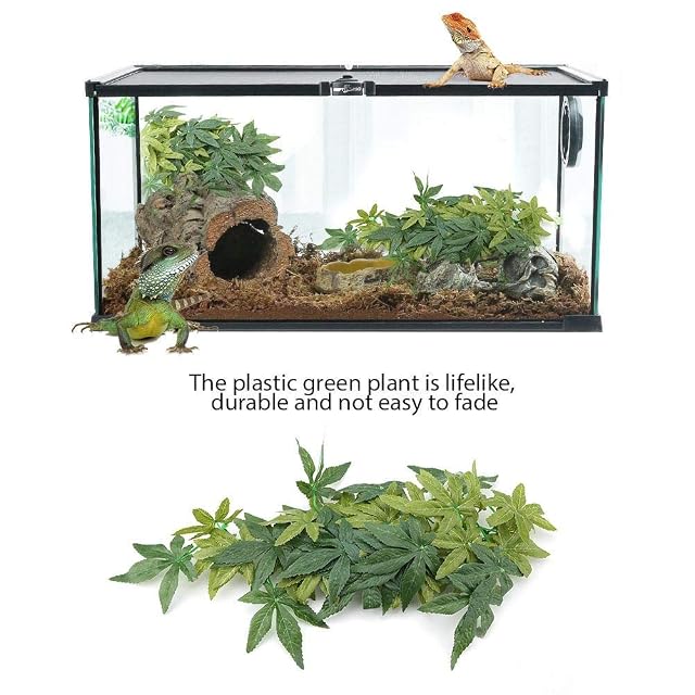 Foto 3 de 8 de Planta de plástico Artificial Verde Acuario Tanque de Peces bajo el Agua Falso Hojas Reptil terrario Adornos…