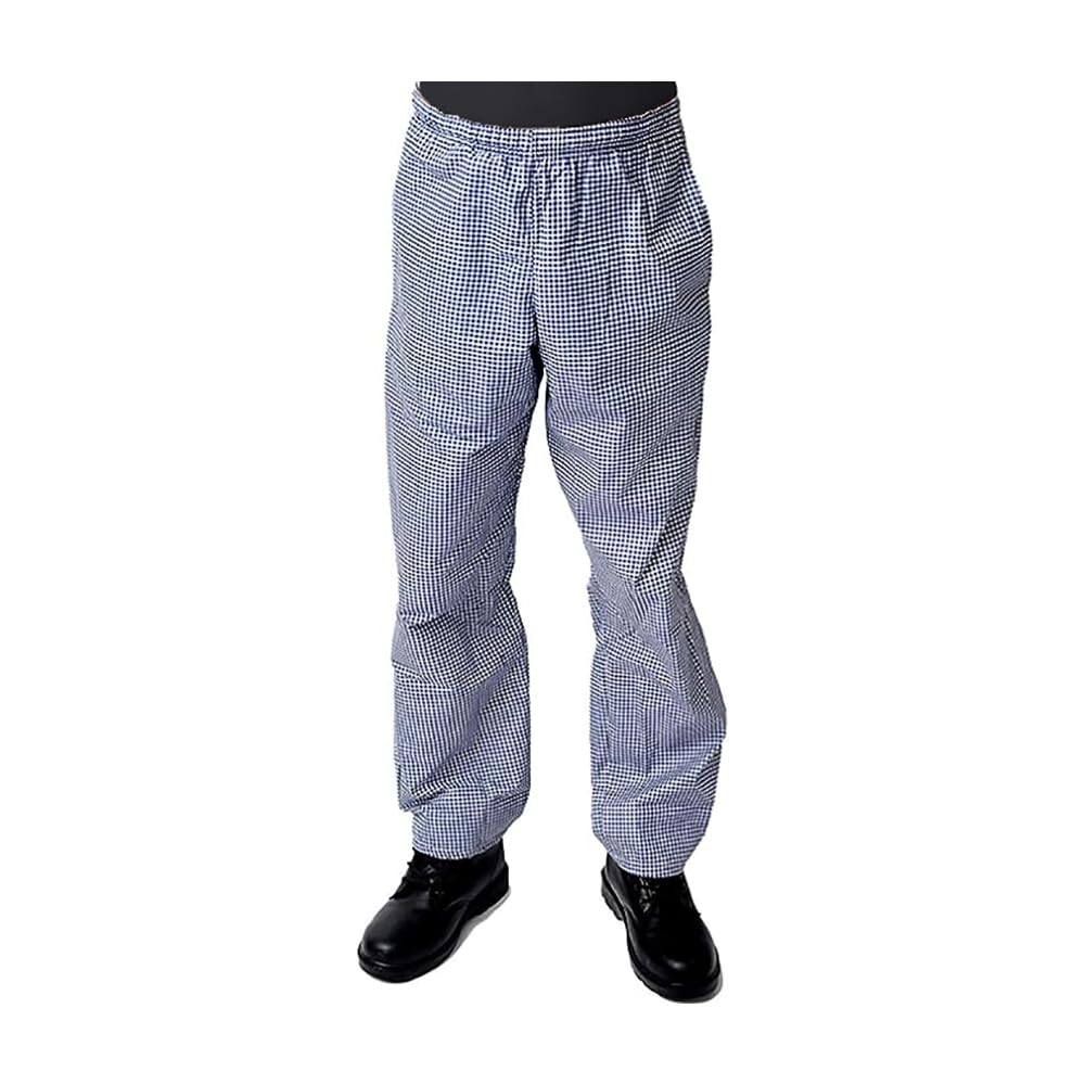 Black Pepper Plain Poly Cotton Professional Kitchen Chef Trouser, Blue Gingham, XXX-Large