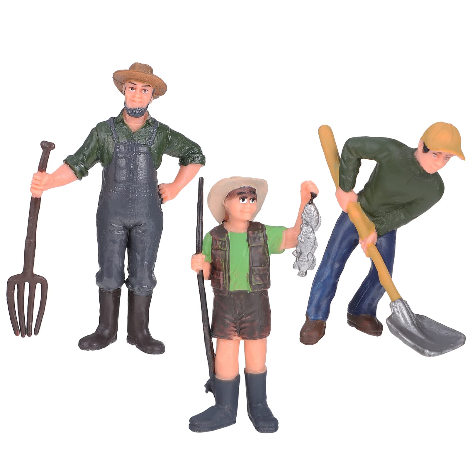 3Pcs Farm Worker Figurines - Miniature Pvc Models for Dollhouse Decor, Farm Scenes, and Creative Play