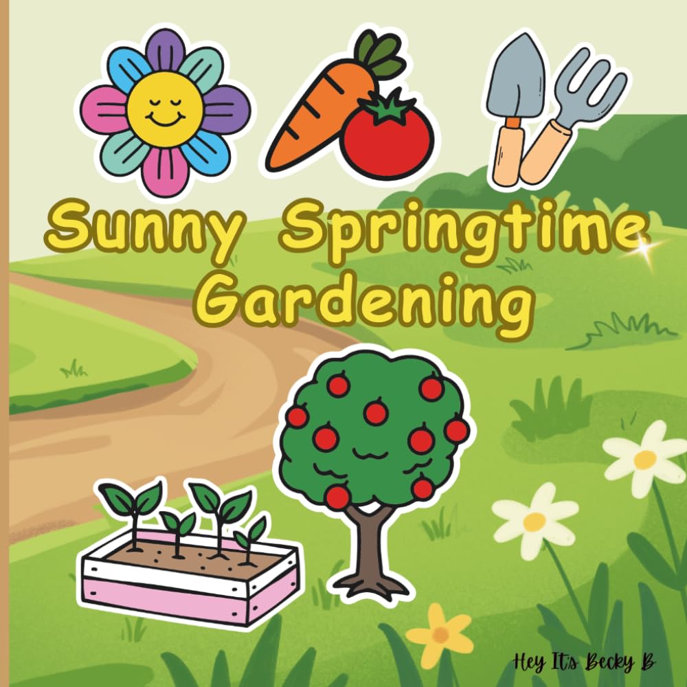 Sunny Springtime Gardening Coloring Book: Stress Relieving Coloring Book for Adults and Teens, Bold and Easy Designs for Relaxation