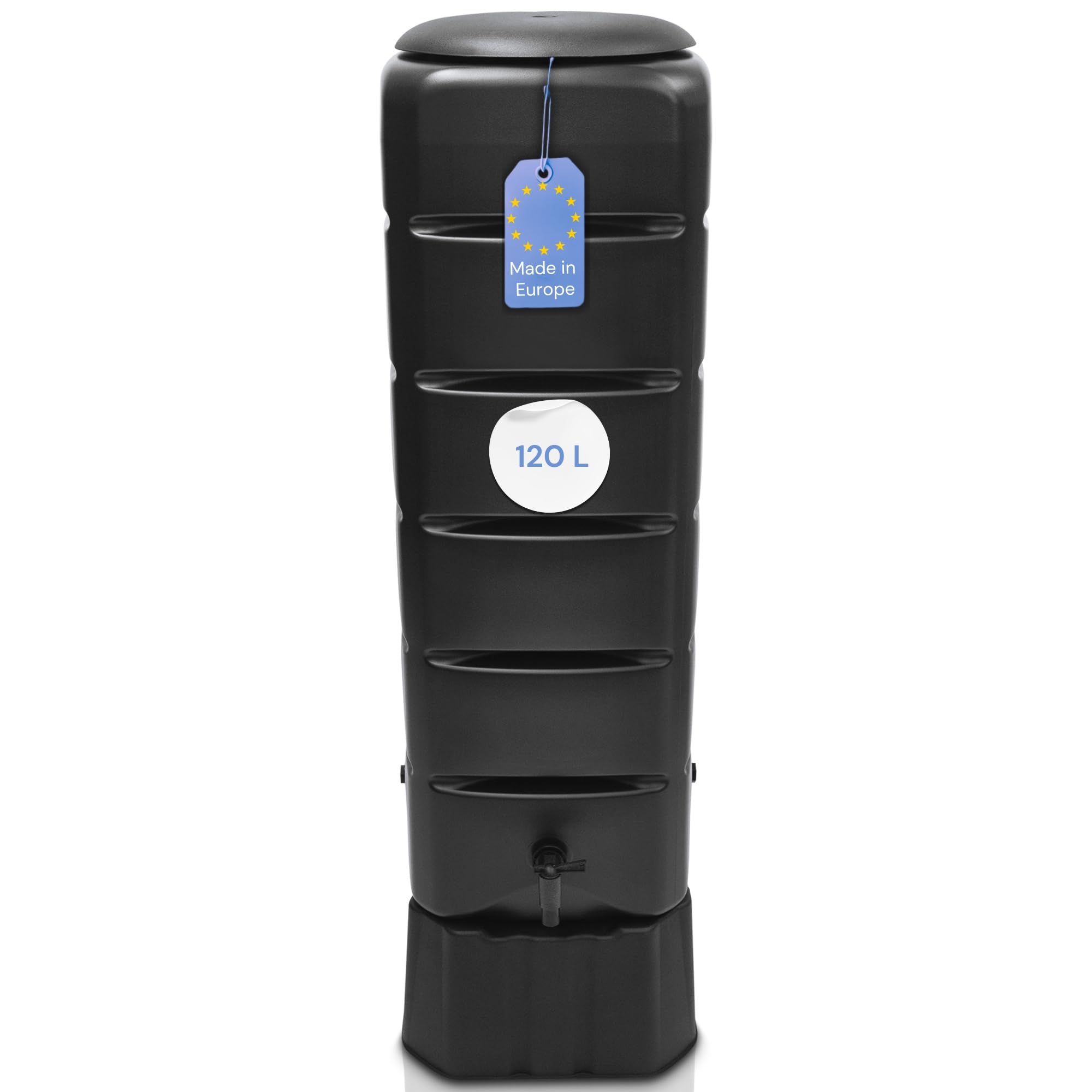 YourCasa Regentonne [Tower] 120L mit Standfuss, Deckel & Wasserhahn - Regenfass Frostsicher aus Kunststoff - Regenwassertonne - Regenwassertank Garten Wassertank Regensammler (Anthrazit)