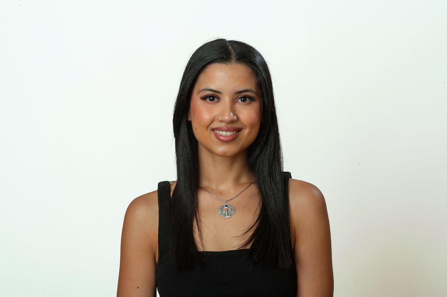 Egyptian Goddess Isis Pendant Necklace with Lapis - Antiqued Silver Plated