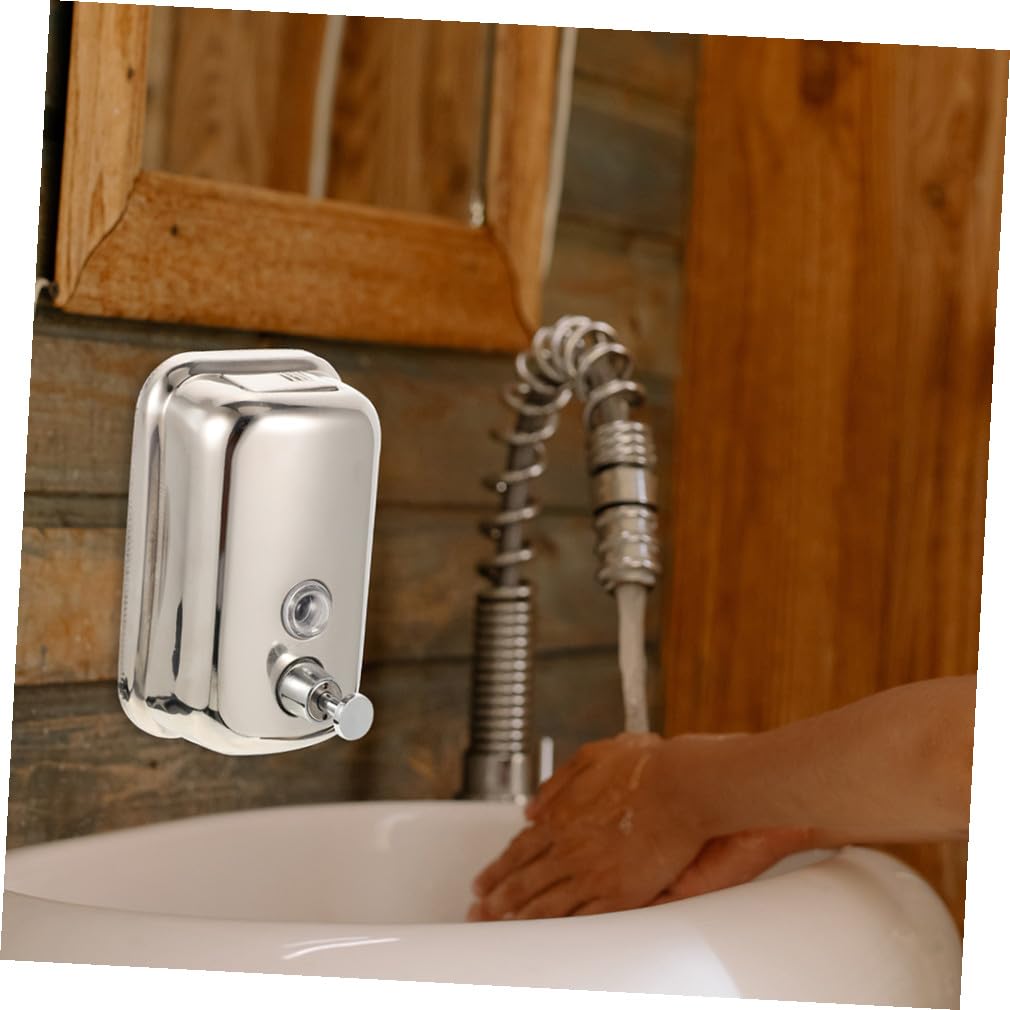 OSALADI Dispensador de Jabón Líquido de Pared para Baño 1000ml, Acero Inoxidable Manual, Dosificador Recargable para Champú y Gel de Ducha, Accesorio Práctico para Hogar y Hotel