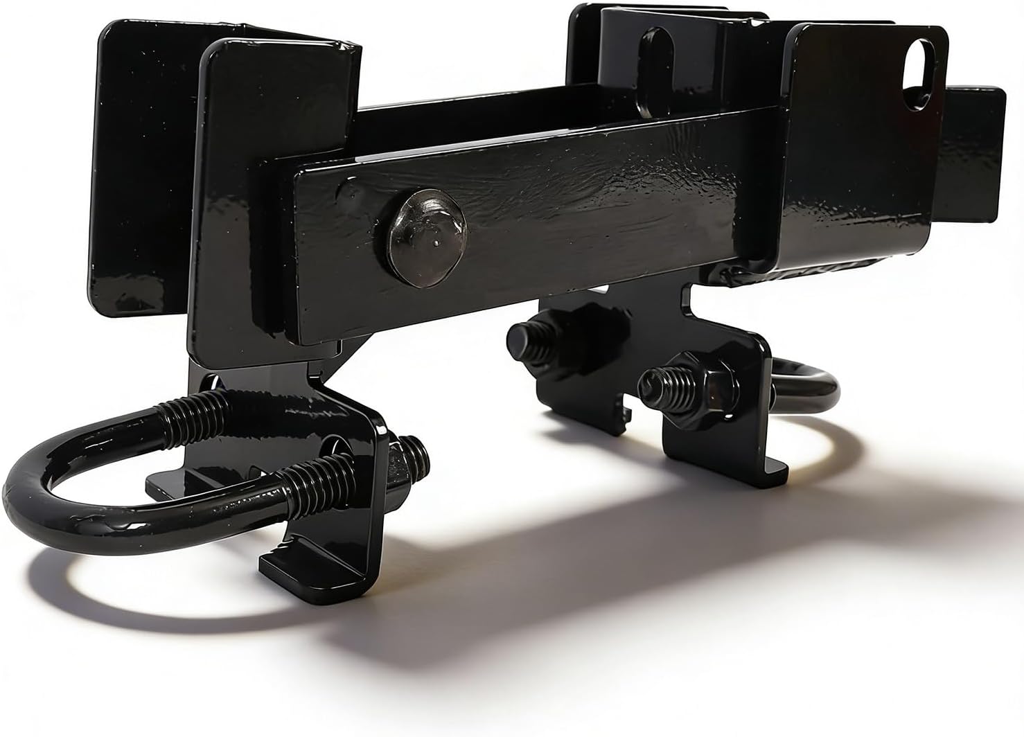 Chain Link Fence Double Gate Latch for 1-3/8" Gate Frames, Heavy Duty Steel Door Latch with Mounting U Shape Ring for Metal Gates (Black)