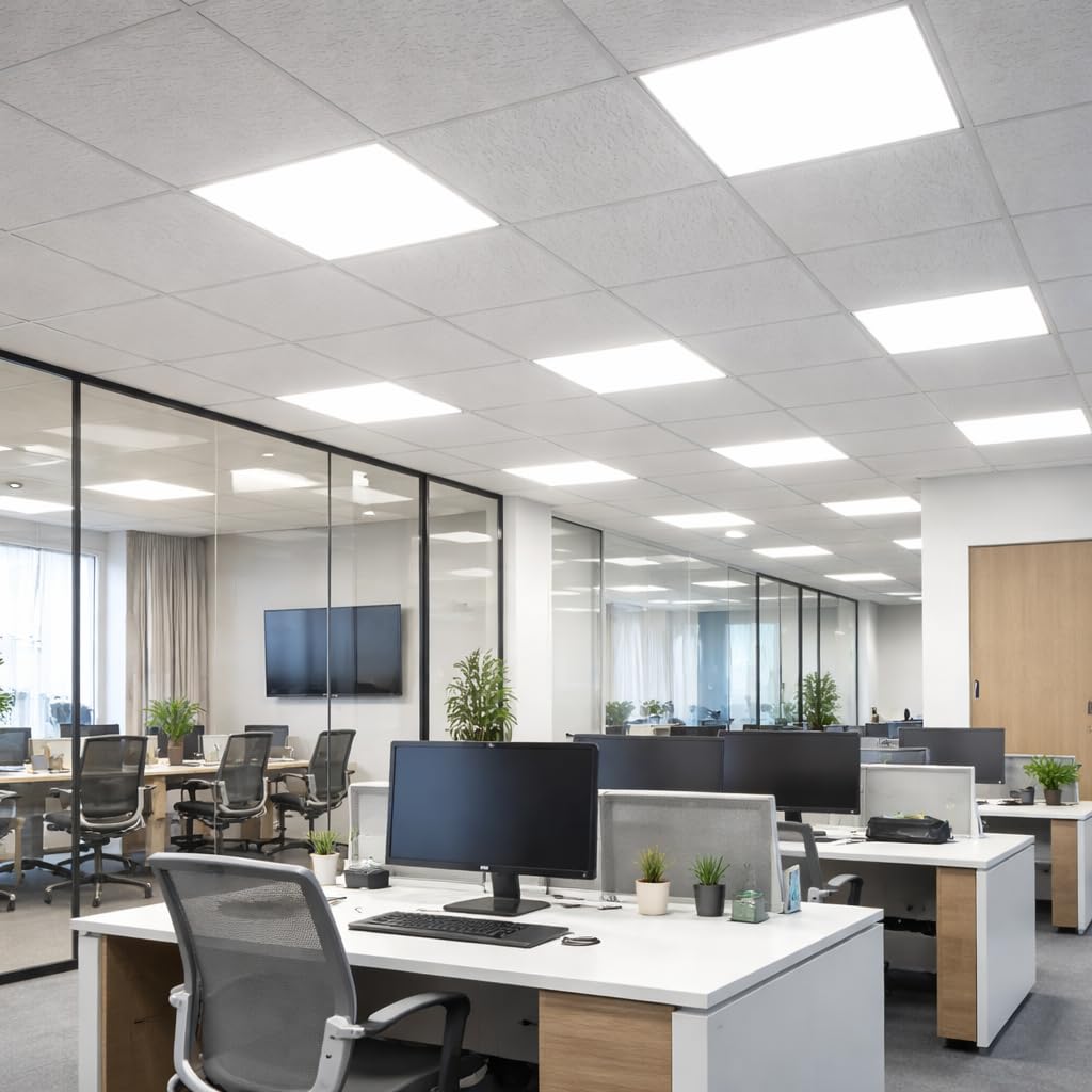 [Garantía Europea Panel LED 60X60 40W retroiluminado marco blanco. 120º Luz fría Para techo de placas de 60x60. Driver incluido (1)