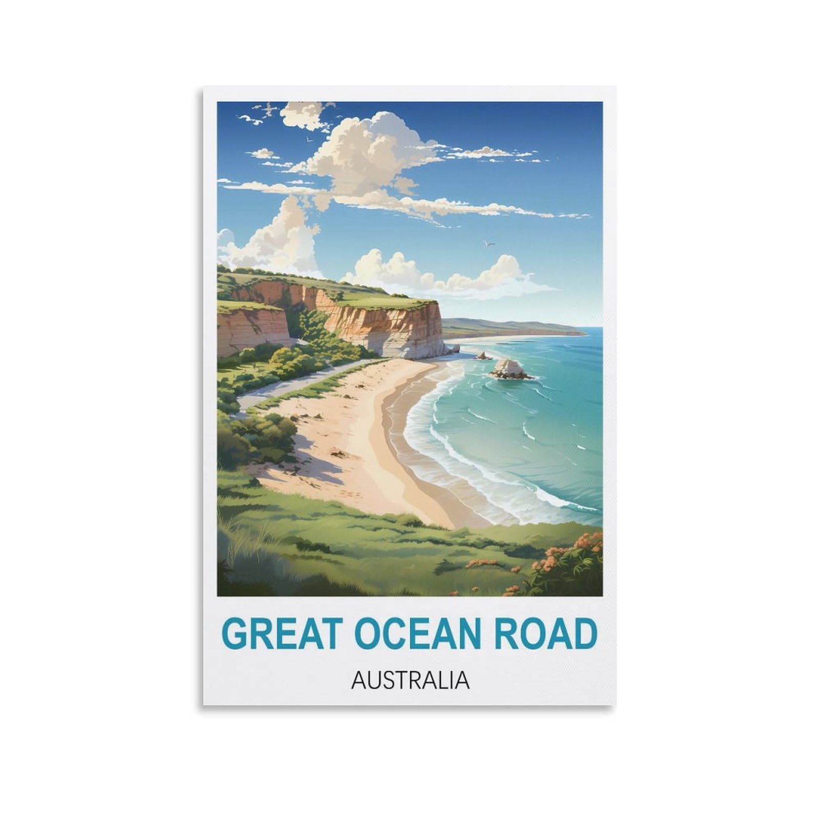 FJIWECWSQ Great Ocean Road Australia Vintage Travel Posters 08x12inch(20x30cm) Canvas Wall Art Painting Prints