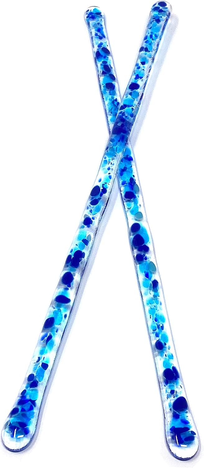 Handmade Glass Pitcher Stirrers: Ocean Blue (Paradise Collection) - 10 inch Functional Art - Set of 2 by studioTica