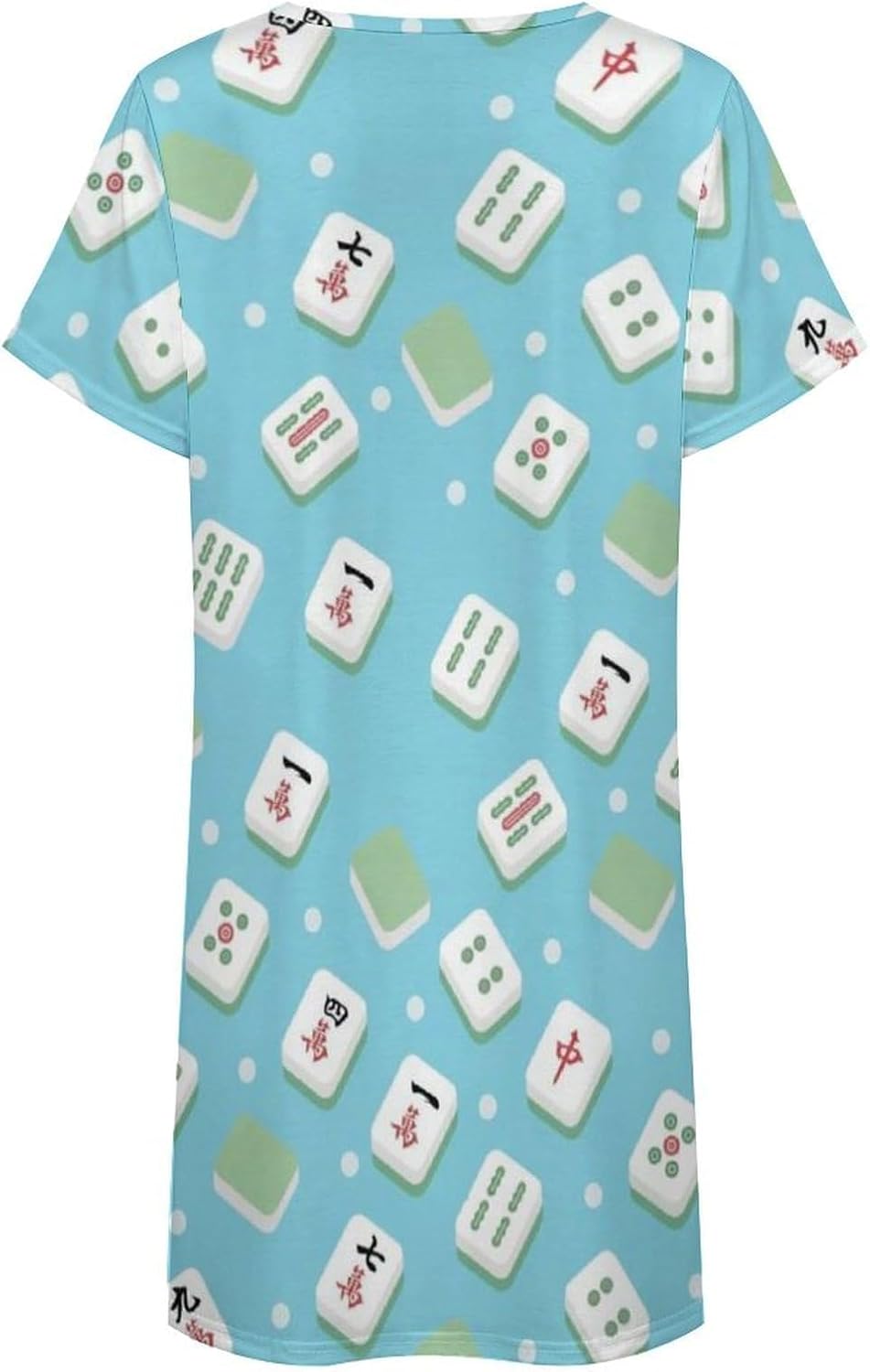 MoBlinko Purple Mahjong Nightgown Short Sleeve Nightgowns for Women Comfortable Print Sleepshirts - Image 5