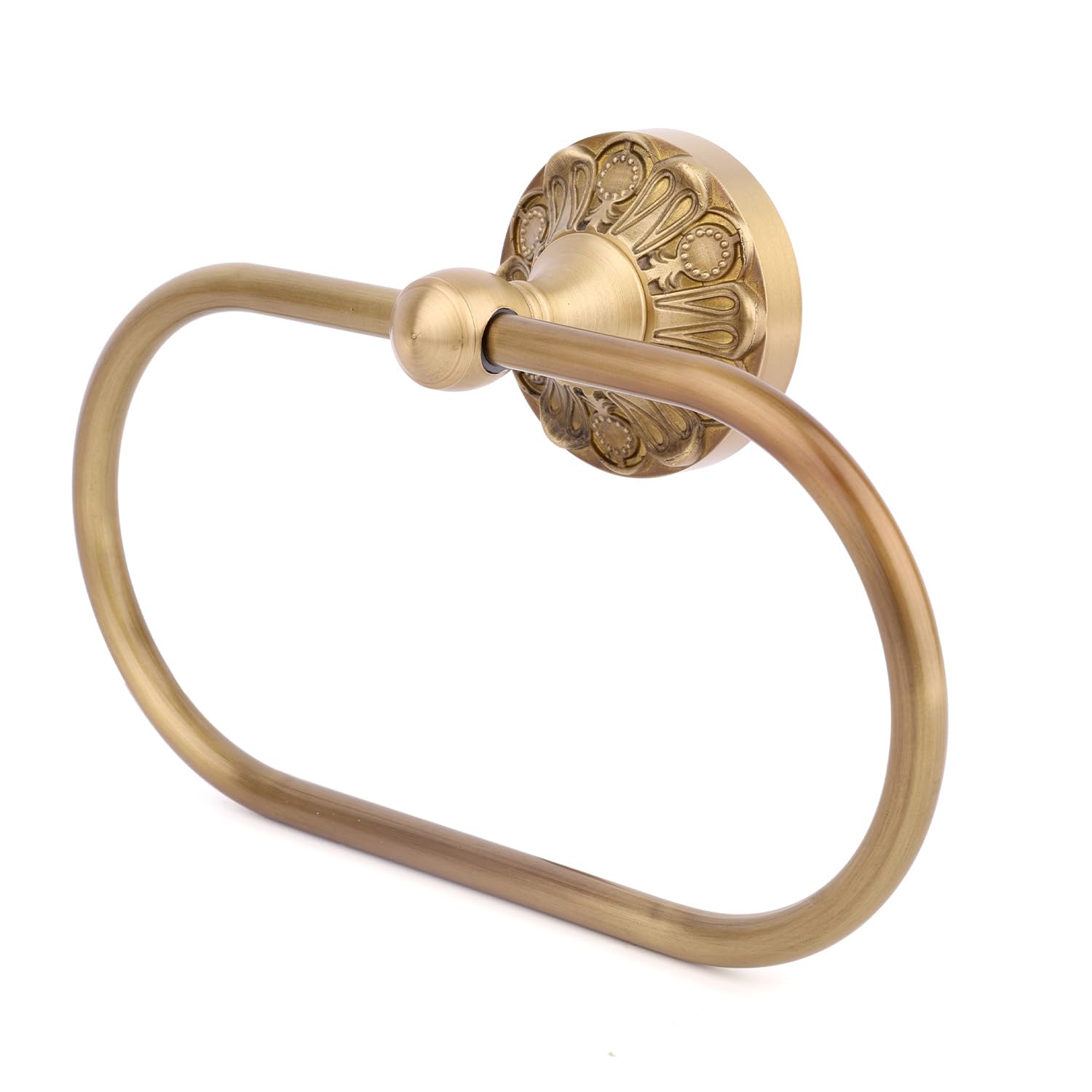 Antique Brass Towel Rack Holder, Oval Retro Brass Hand Towel Ring Wall Mounted Bathroom Accessories for Home Hostel