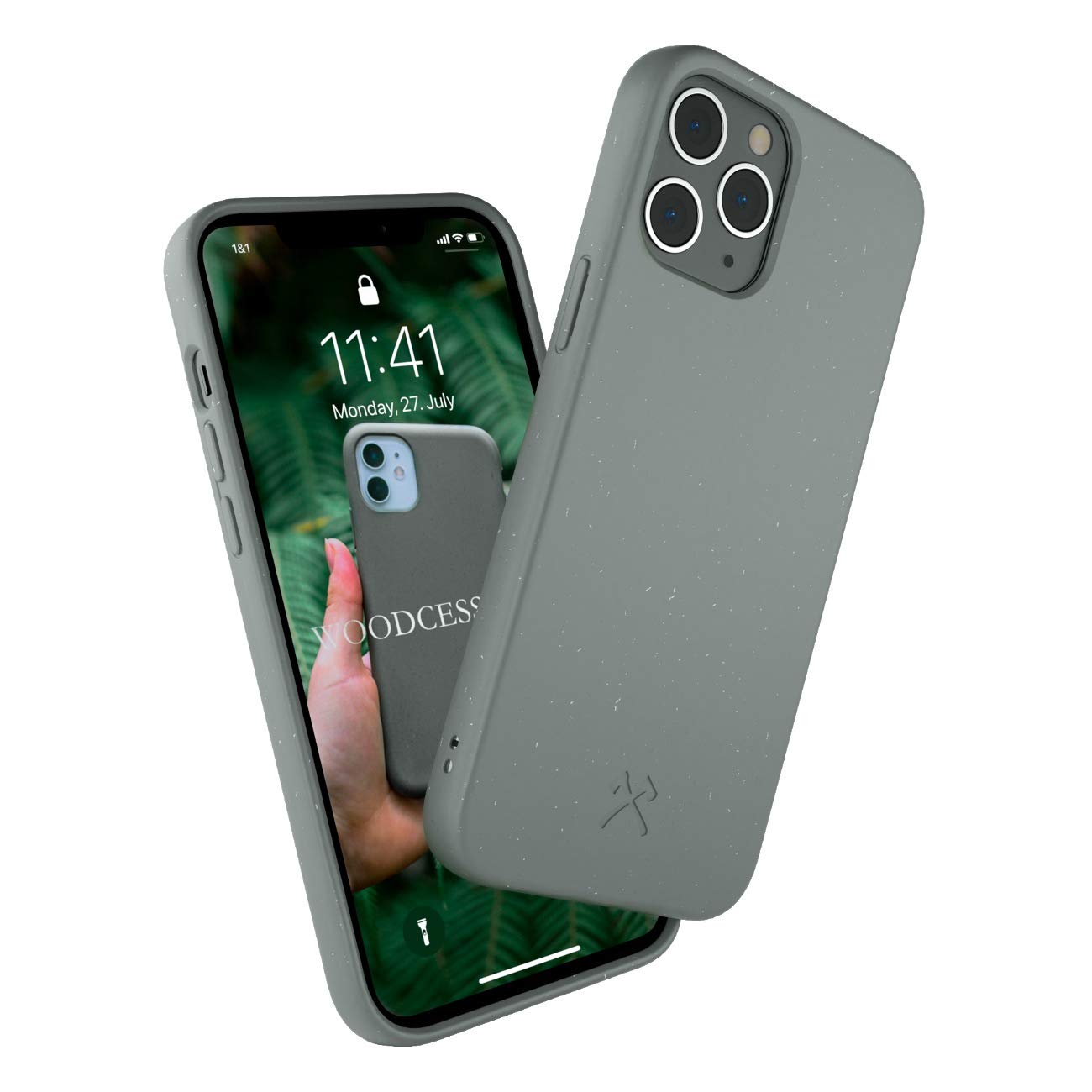 WoodcessoriesPhone Case compatible with iPhone 12 Case Grey, iPhone 12 Pro Case Grey - Ecofriendly, made from plants