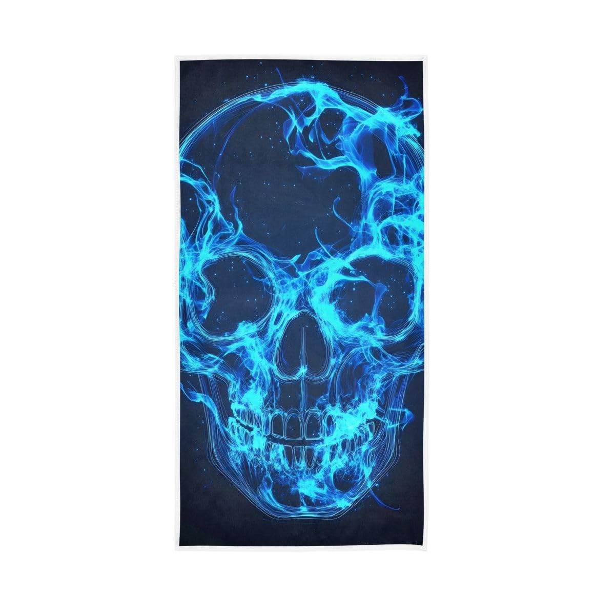 LSRCPD Blue Flame Skull Hand Towel Soft Washcloths Bathroom Towel 15 x 30 Inch